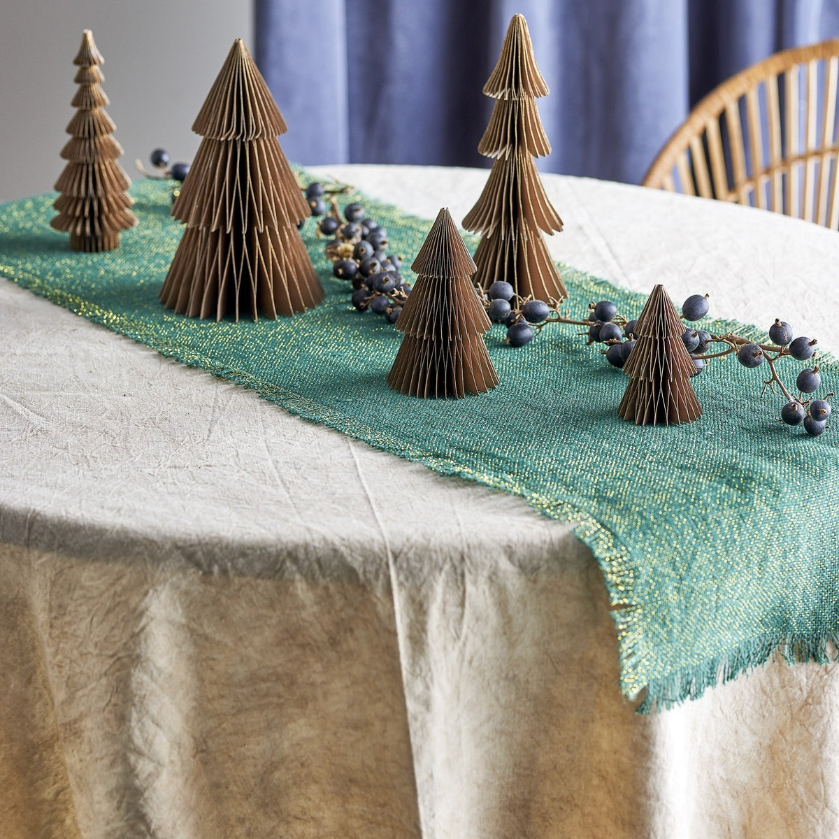 Janavi Jute Christmas Table Runner - Green