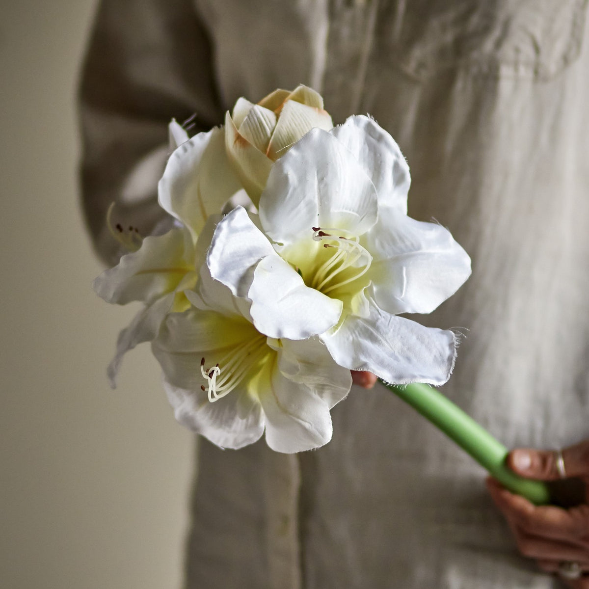 Amaryllis Artificial Christmas Stem - White