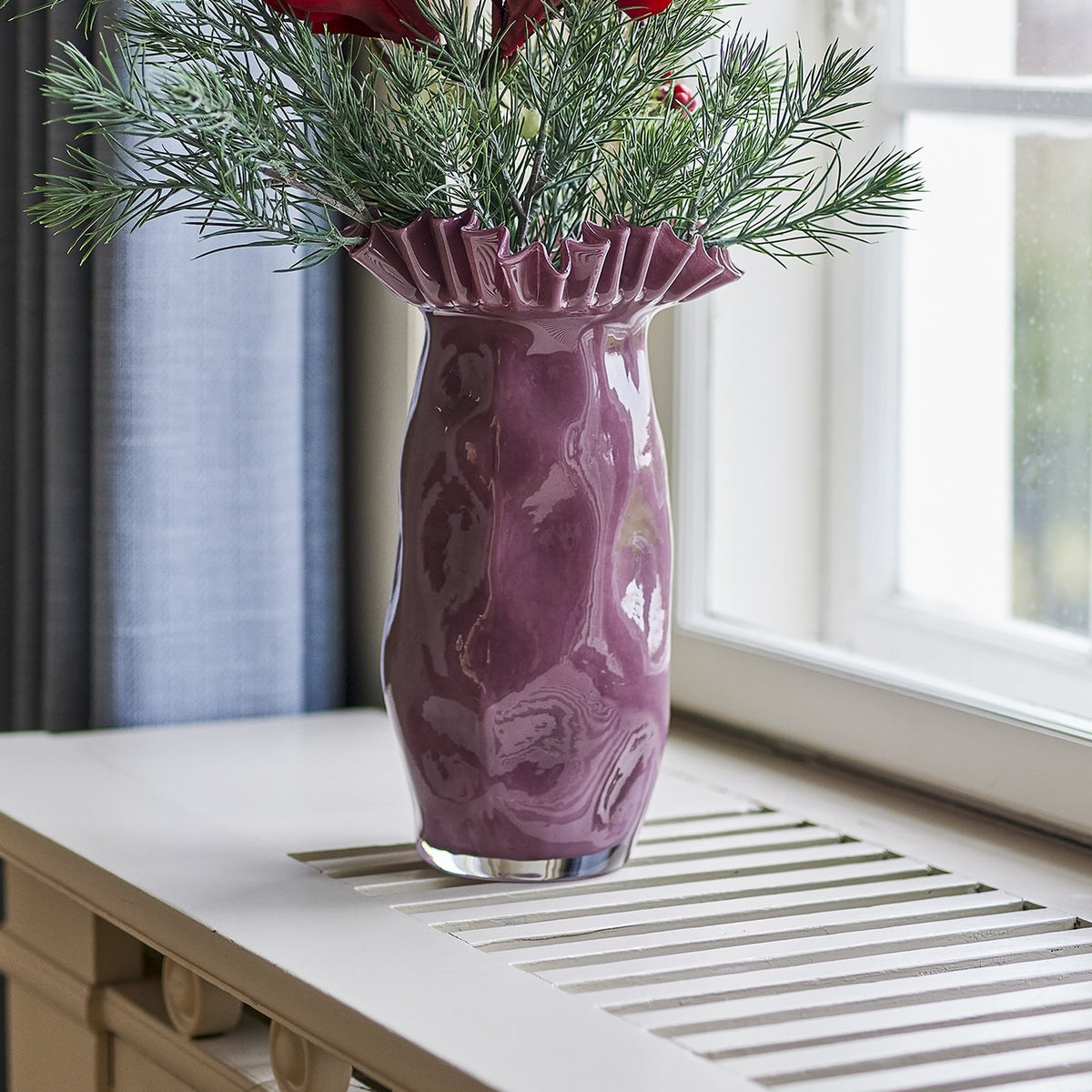 Sima Wavy Glass Vase 33cm - Purple