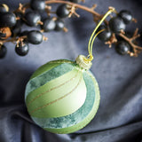Sunita Striped Glass Christmas Baubles Set of 2 - Green