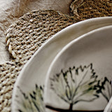 Aubrin Leaf Stoneware Dinner Plates Set of 2 - Cream