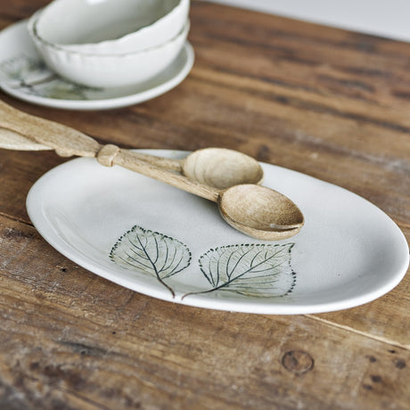 Aubrin Leaf Stoneware Platter - Cream