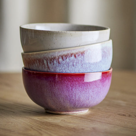 Addison Purple Speckled Stoneware Bowls 16cm Set of 3 - Multi