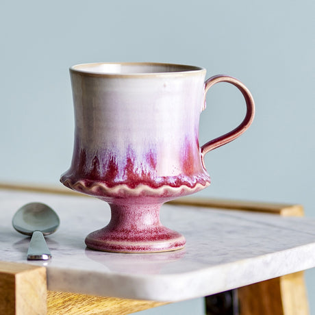 Odile Wavy Stoneware Mugs 250ml Set of 4 - Pink