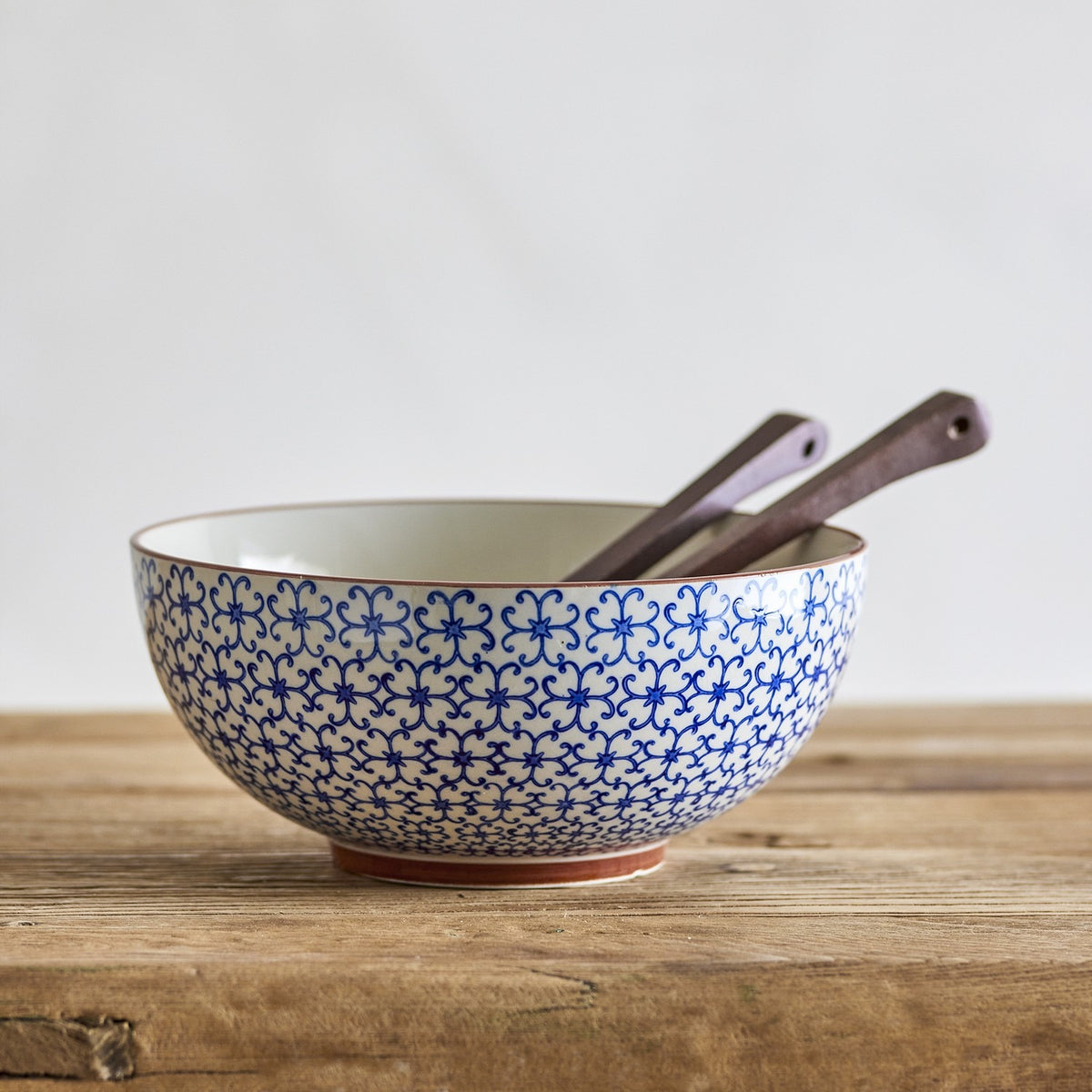 Karine Floral Stoneware Bowl 23cm - Blue