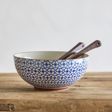Karine Floral Stoneware Bowl 23cm - Blue