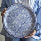Karine Geometric Stoneware Platter - Blue