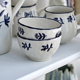 Eimy Floral Stoneware Bowls 11cm Set of 4 - Cream