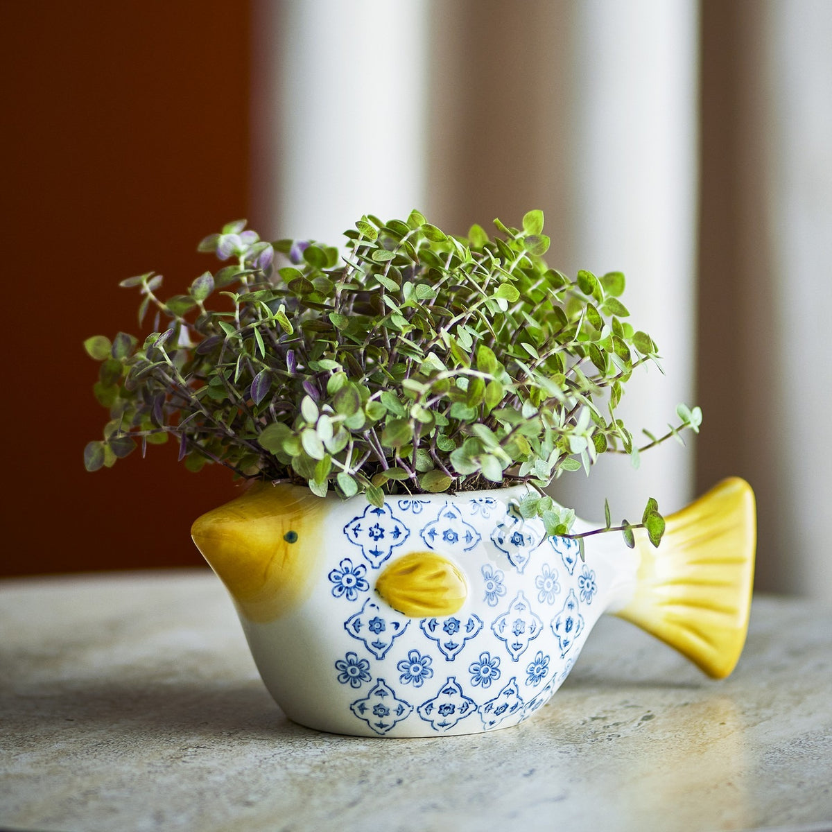 Wrenna Fish Stoneware Plant Pot - Multi