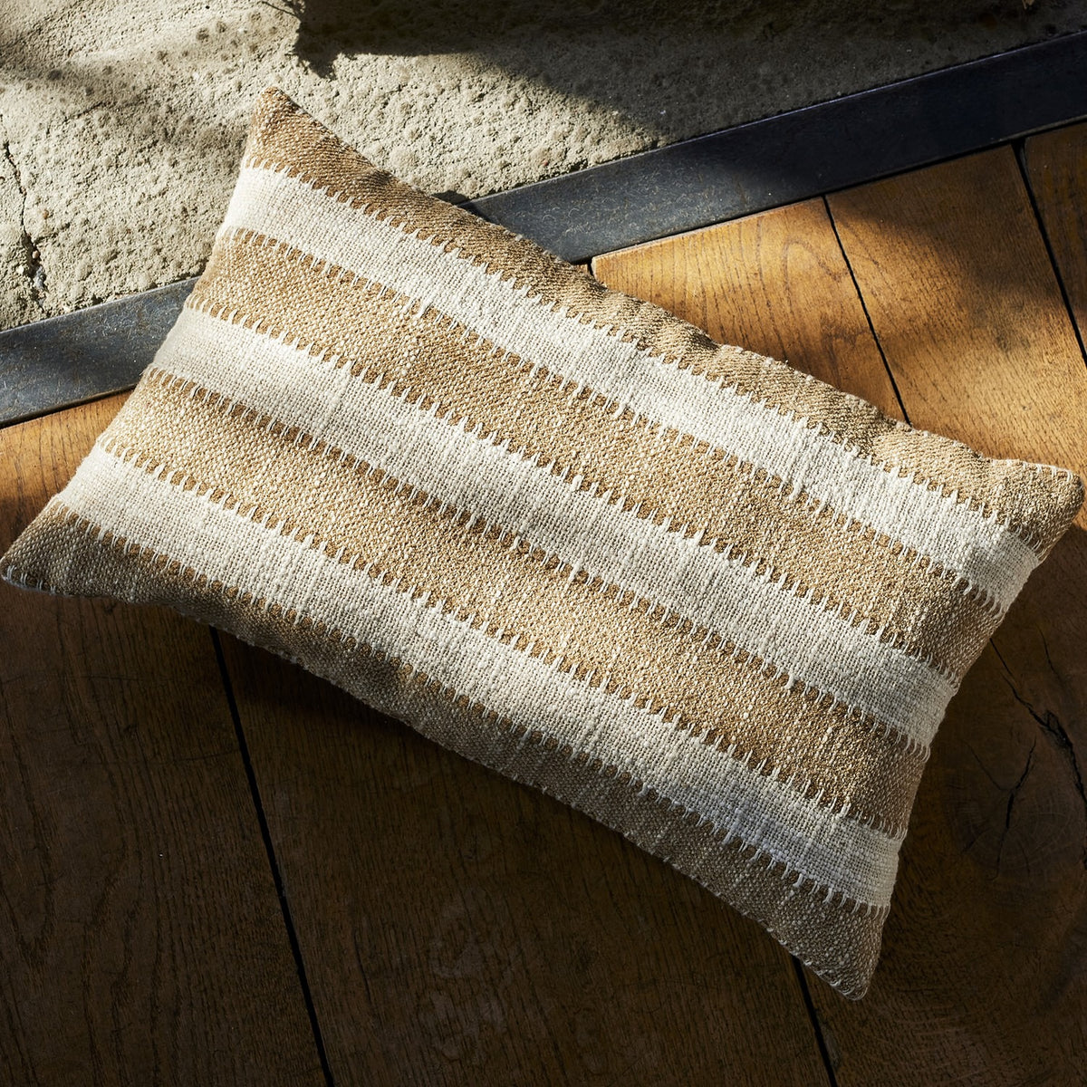 Cinta Striped Cotton Cushion - Natural