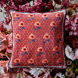 Zharai Geometric Cotton Cushion - Red