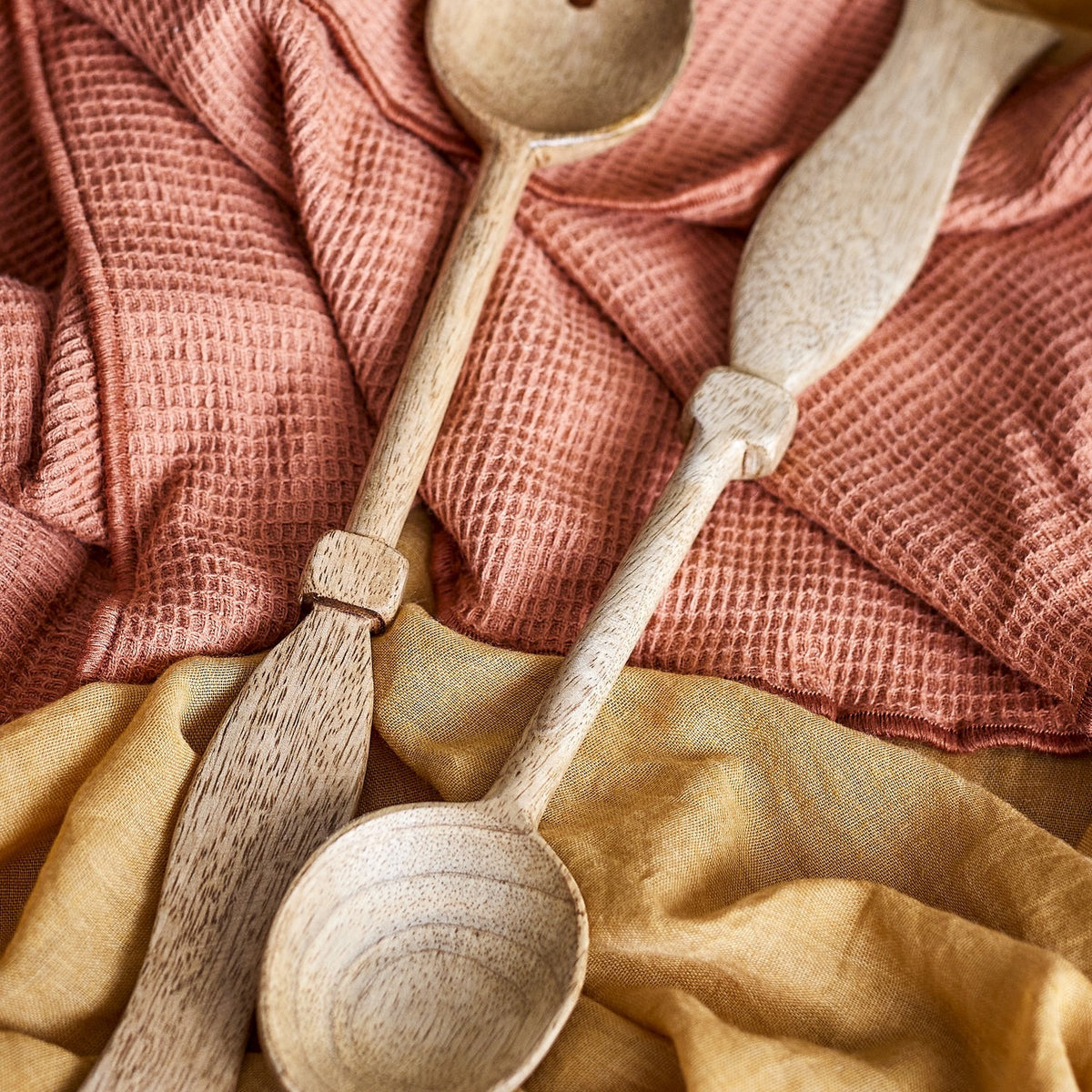 Seva Wooden Salad Servers Set of 2 - Beige