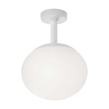 Elipse PF/30 Globe LED Outdoor Ceiling Light in white, featuring a round opal globe shade on a short stem beneath a circular canopy, shown on a plain white background.