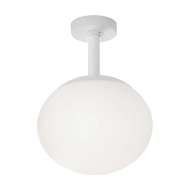 Elipse PF/30 Globe LED Outdoor Ceiling Light in white, featuring a round opal globe shade on a short stem beneath a circular canopy, shown on a plain white background.