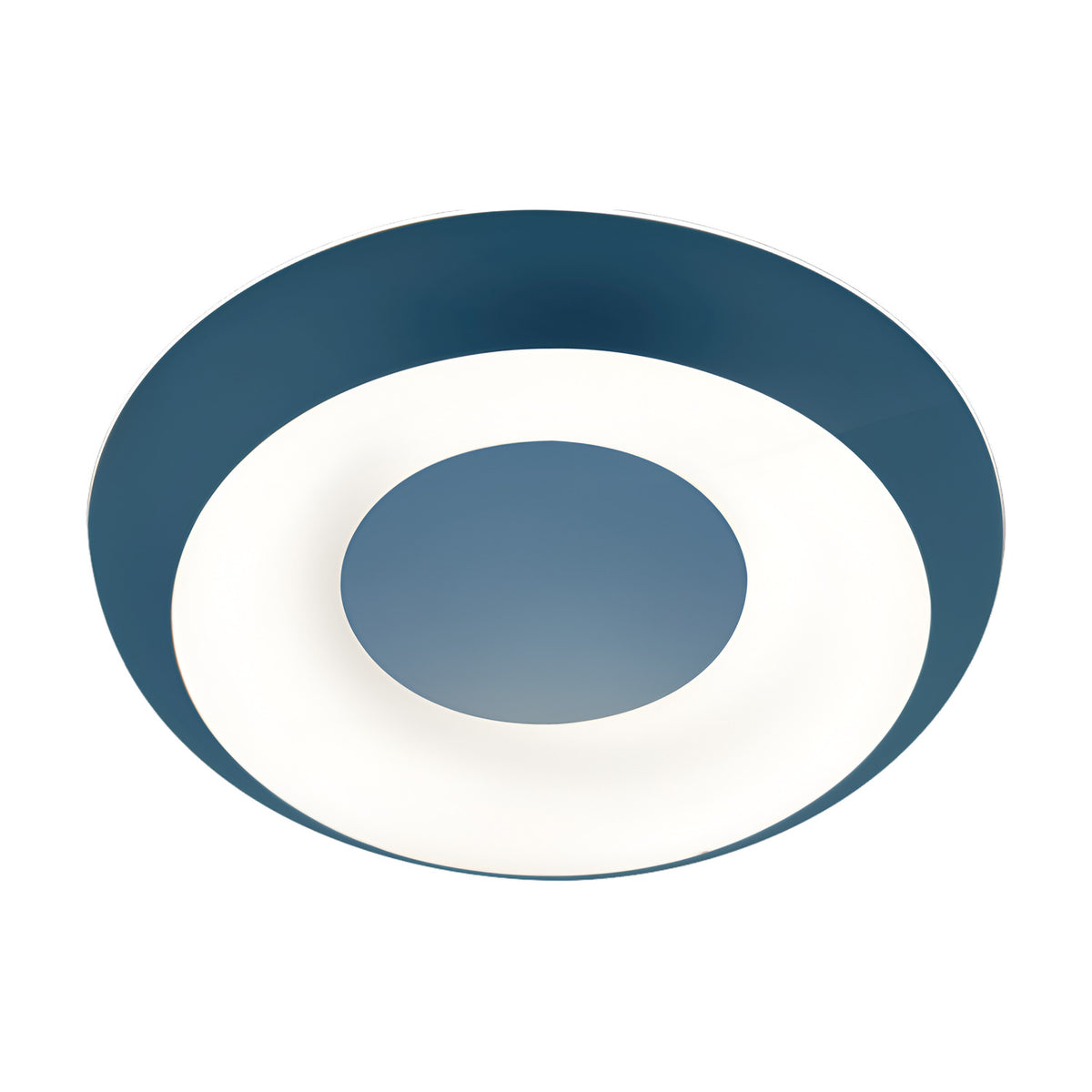 Superbold LED wall and ceiling light, 62.3cm round fixture in Textured Myrtle Blue with a white ring diffuser framing a blue centre disc, shown on a plain white background.