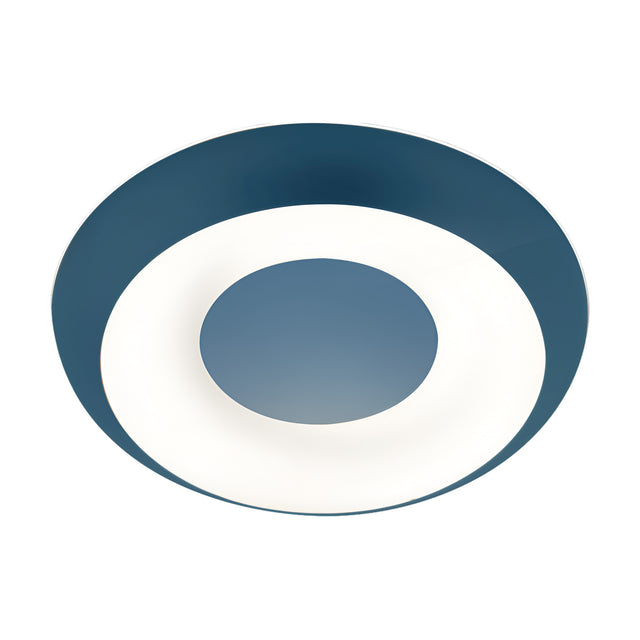 Superbold LED wall and ceiling light, 62.3cm round fixture in Textured Myrtle Blue with a white ring diffuser framing a blue centre disc, shown on a plain white background.