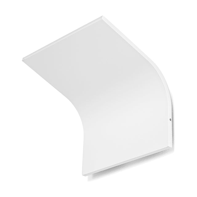 App 2 Light Aluminium LED Wall Light in White, a single curved aluminium panel with a soft bend and clean straight edge, shown on a plain white background.
