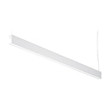 Giano Aluminium Linear LED Pendant Light, 201.8cm, a slim white rectangular bar suspended on fine wires with an integrated LED diffuser, shown against a plain white background.