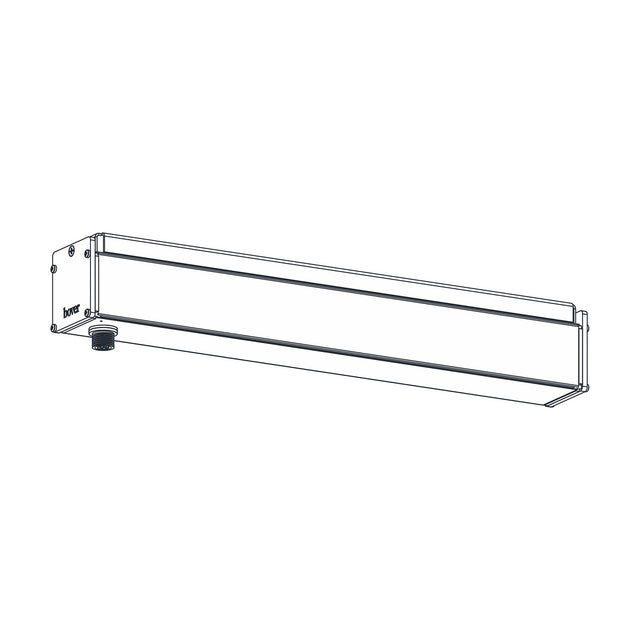 Outrack 96W ceiling LED driver, a long slim rectangular housing with end mounting brackets and a single connector, shown in grey metal finish on a white background.