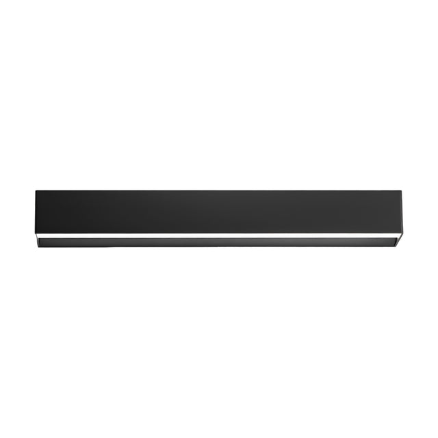 Toy S LED Wall Light in black, a slim rectangular bar measuring 57.7cm with an integrated LED strip along its lower edge, shown on a plain white background.