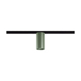 432 Ways Street cylinder track ceiling light in textured green, a single integrated LED spotlight mounted on a black track against a plain white background.