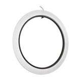 Roda S/150/V Ribbon Ring LED Pendant Light in white translucent ribbon with a dark inner ring, suspended on fine wires against a plain white background.