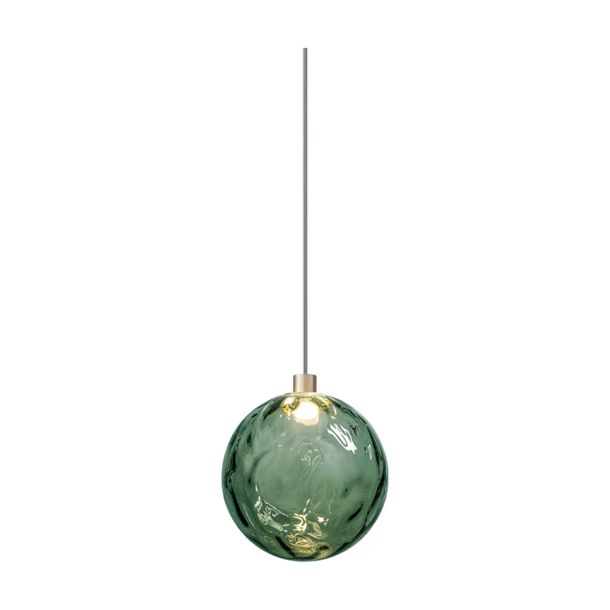 Murané Forest Green Glass Sphere Pendant Light 18cm - Champagne