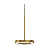 Bella Direct LED pendant light in Brushed Bronze, slim round aluminium disc on a thin central stem, integrated LED ring on the underside, shown on a plain white background.