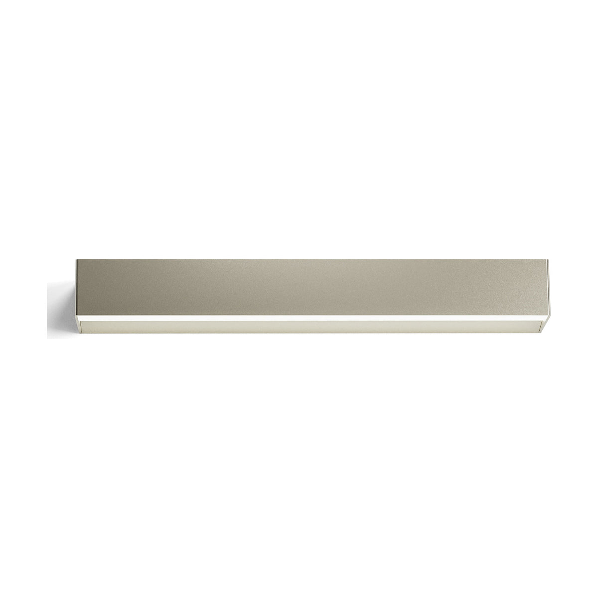 Toy S LED Wall Light in Brushed Titanium finish, a slim rectangular bar, 57.7cm wide, with integrated LED light emitting from a slot along its lower edge, shown on a plain white background.