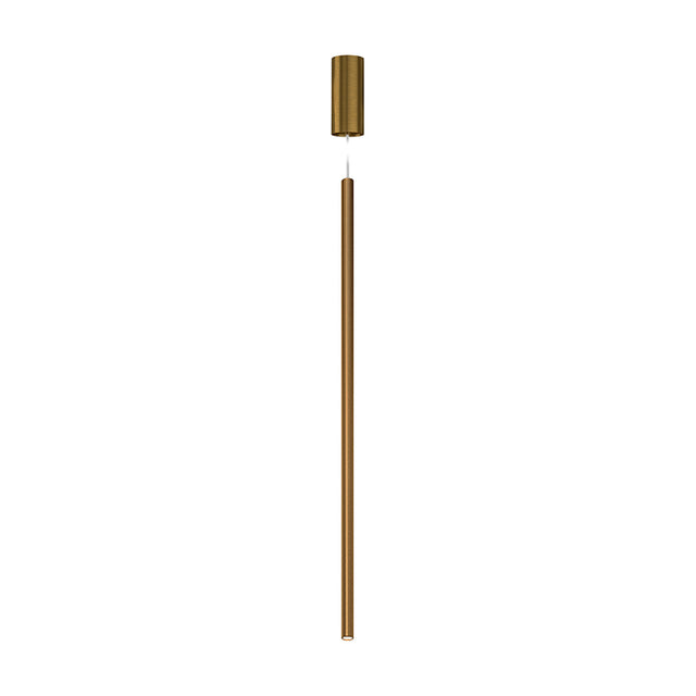 To-Be Aluminium Linear LED Pendant Light, a slim 85cm rod in brushed bronze with integrated LED tip, suspended on a fine cable against a plain white background.