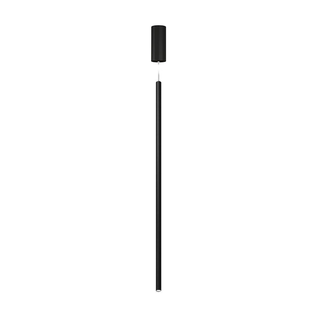 To-Be Aluminium Linear LED Pendant Light 85cm in matt black, a slender tube fixture with integrated LED tip, shown on a plain white background.