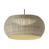 Perris S/47 Outrack globe pendant light with a woven beige shade and black cord, shown on a plain white background.