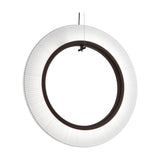 Roda S/90/V Ribbon Ring LED pendant light, a large circular fixture with finely pleated white translucent shade around a dark inner ring, suspended on thin cables against a plain white background.