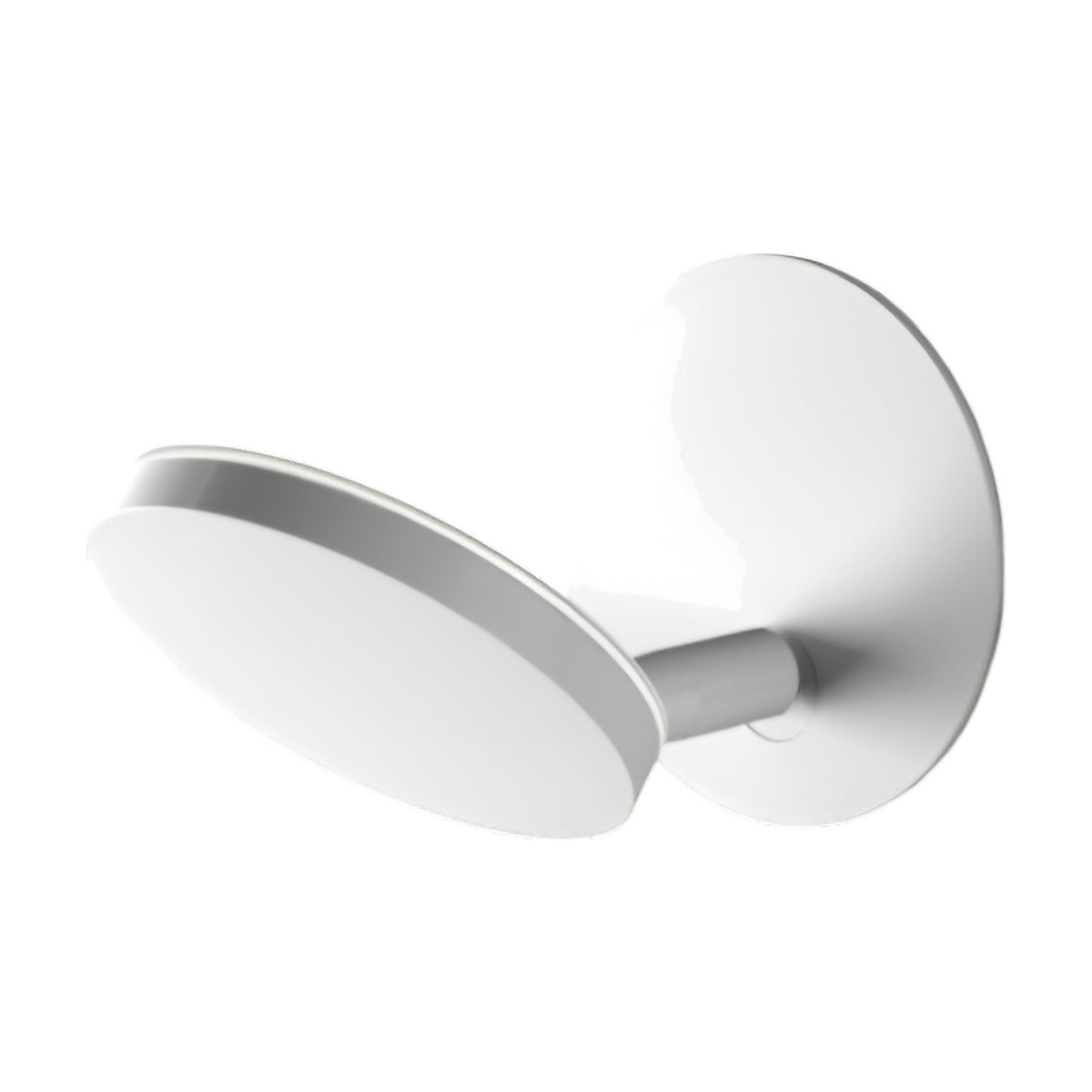 Bella Direct Aluminium Recessed LED Wall Light in white, with a round wall plate, short stem and round tilting head, shown on a plain white background.