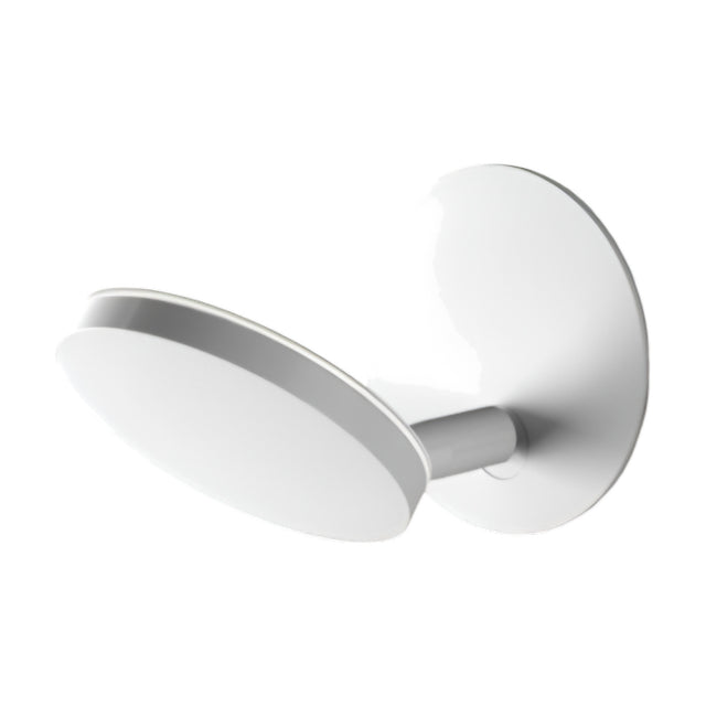 Bella Direct Aluminium Recessed LED Wall Light in white, with a round wall plate, short stem and round tilting head, shown on a plain white background.
