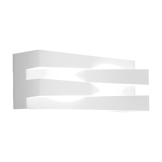 Cross Glass LED Wall Light 30cm in white, with two offset horizontal bars creating a crossed silhouette and integrated LED glow between them, shown on a plain white background.