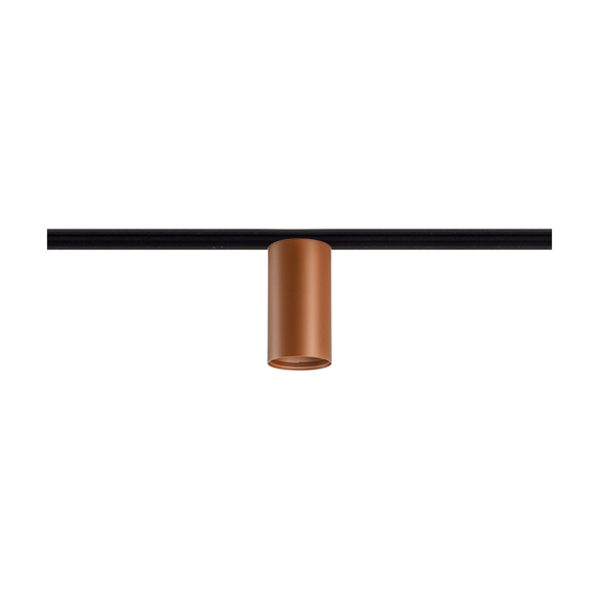 432 Ways Street cylinder track ceiling light in textured terracotta, a single cylindrical spotlight head on a black track, shown against a plain white background.