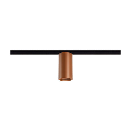 432 Ways Street cylinder track ceiling light in textured terracotta, a single cylindrical spotlight head on a black track, shown against a plain white background.