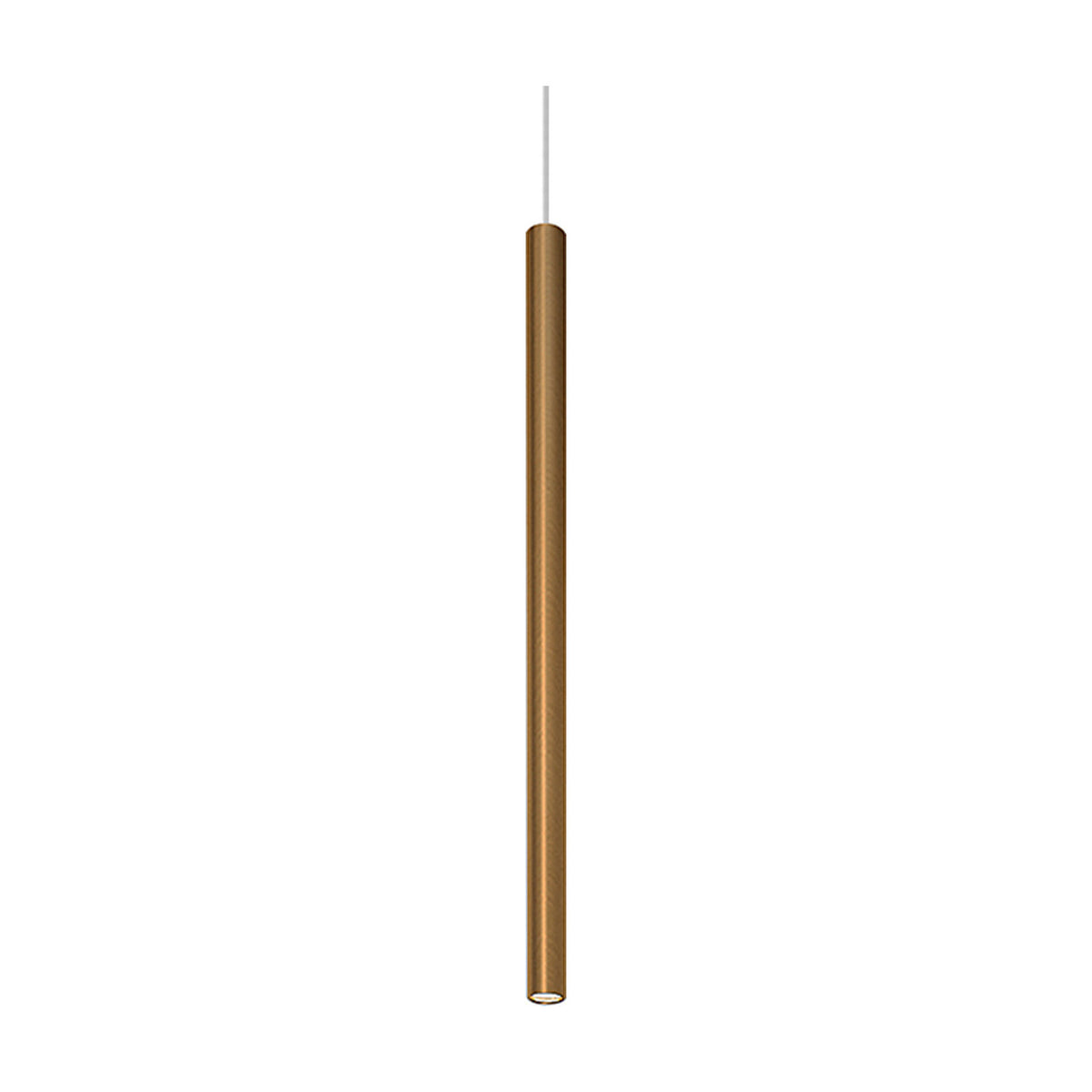 To-Be linear LED pendant light, a slim 65cm aluminium tube in Brushed Bronze with integrated LED at its base, shown on a plain white background.