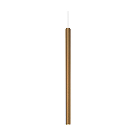 To-Be linear LED pendant light, a slim 65cm aluminium tube in Brushed Bronze with integrated LED at its base, shown on a plain white background.