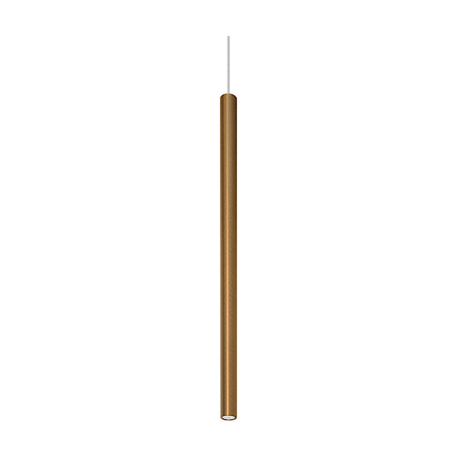To-Be linear LED pendant light, a slim 65cm aluminium tube in Brushed Bronze with integrated LED at its base, shown on a plain white background.