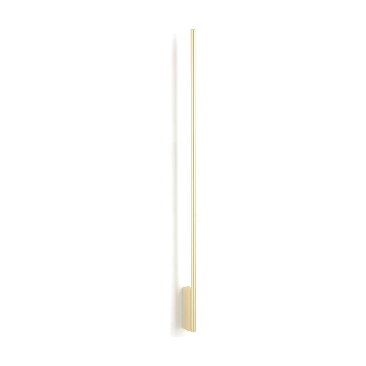 Hilow Line linear wall light, a slim 150cm champagne rod with integrated LED rising from a small rectangular wall bracket, shown against a plain white background.