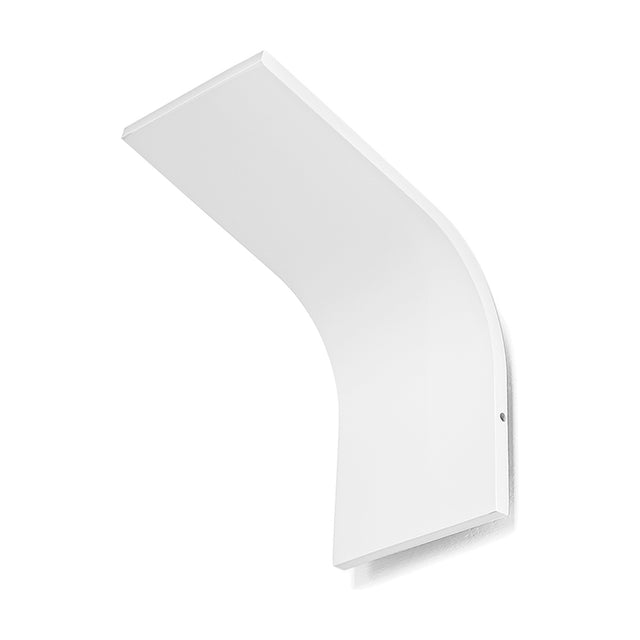 App Aluminium LED Wall Light in white, a single curved aluminium plate mounted flat at the base and bending forward, shown on a plain white background.