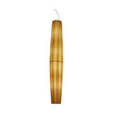 Maxi S/01 Ribbon LED pendant light with a tall, slender cream pleated shade that swells at the centre and tapers at each end, shown on a plain white background.