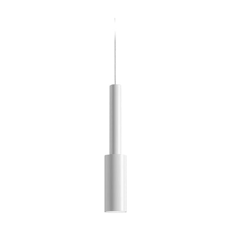 Tubino Aluminium LED Pendant Light in white, a slim tube widening into a cylindrical head on a fine cable, shown against a plain white background.