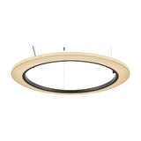 Roda S/120 Ribbon Ring LED pendant light, a wide circular hoop with finely pleated cream translucent shade and dark inner frame, shown on a plain white background.
