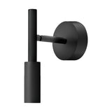 Tubino LED wall light in matt black aluminium, with a slim cylindrical head on a thin rod, projecting from a round wall plate on a plain white background.
