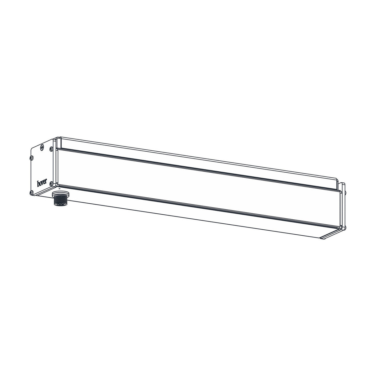 Outrack 60W Ceiling LED Driver for 24V track, slim rectangular aluminium housing with end connector and mounting holes, shown on a plain white background.