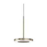 Bella Direct Aluminium LED Pendant Light in Brushed Titanium, a slim round disc on a thin stem with integrated LED ring, shown on a plain white background.
