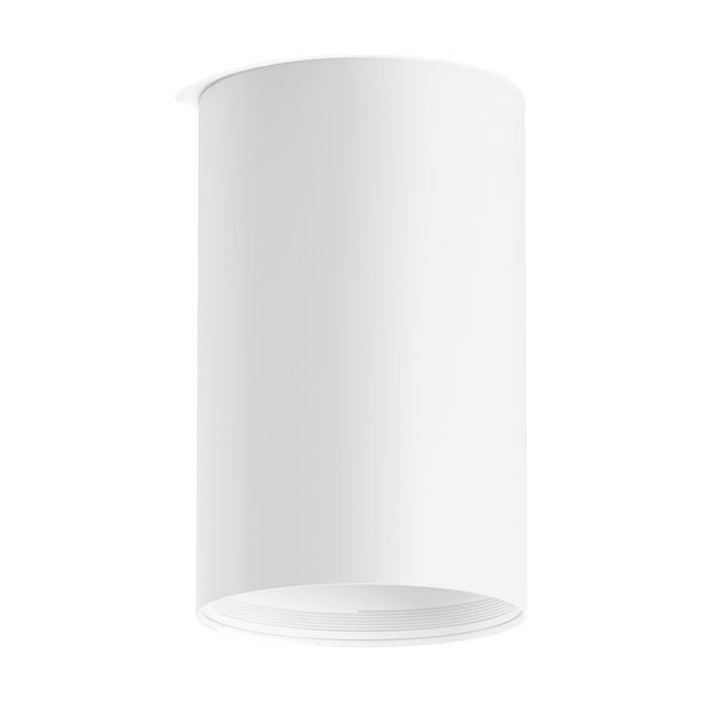 432 Ways Cylinder LED Ceiling Light in white, 10cm compact cylindrical surface-mounted fixture with integrated LED and ribbed downlight opening, shown on a plain white background.